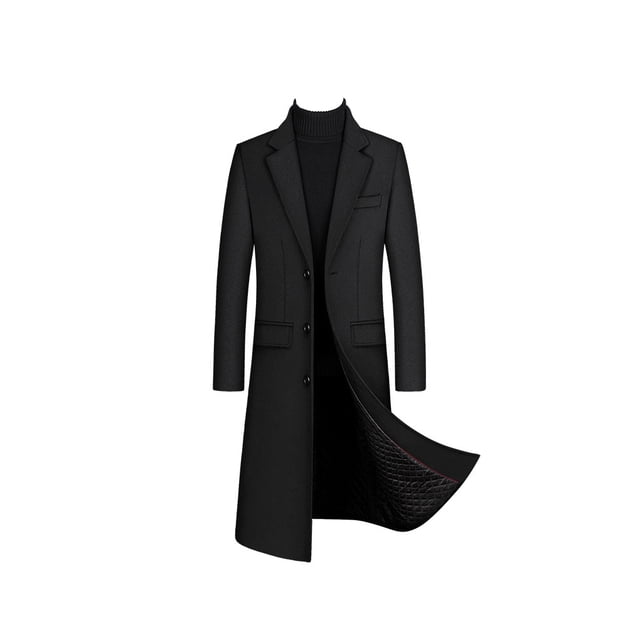 Minnieouse Gabardina de lana Extra larga, abrigos de Cachemira de invierno, abrigo ajustado agradable a la piel, cortavientos, ropa cálida por Abrigos y chamarras Negro L