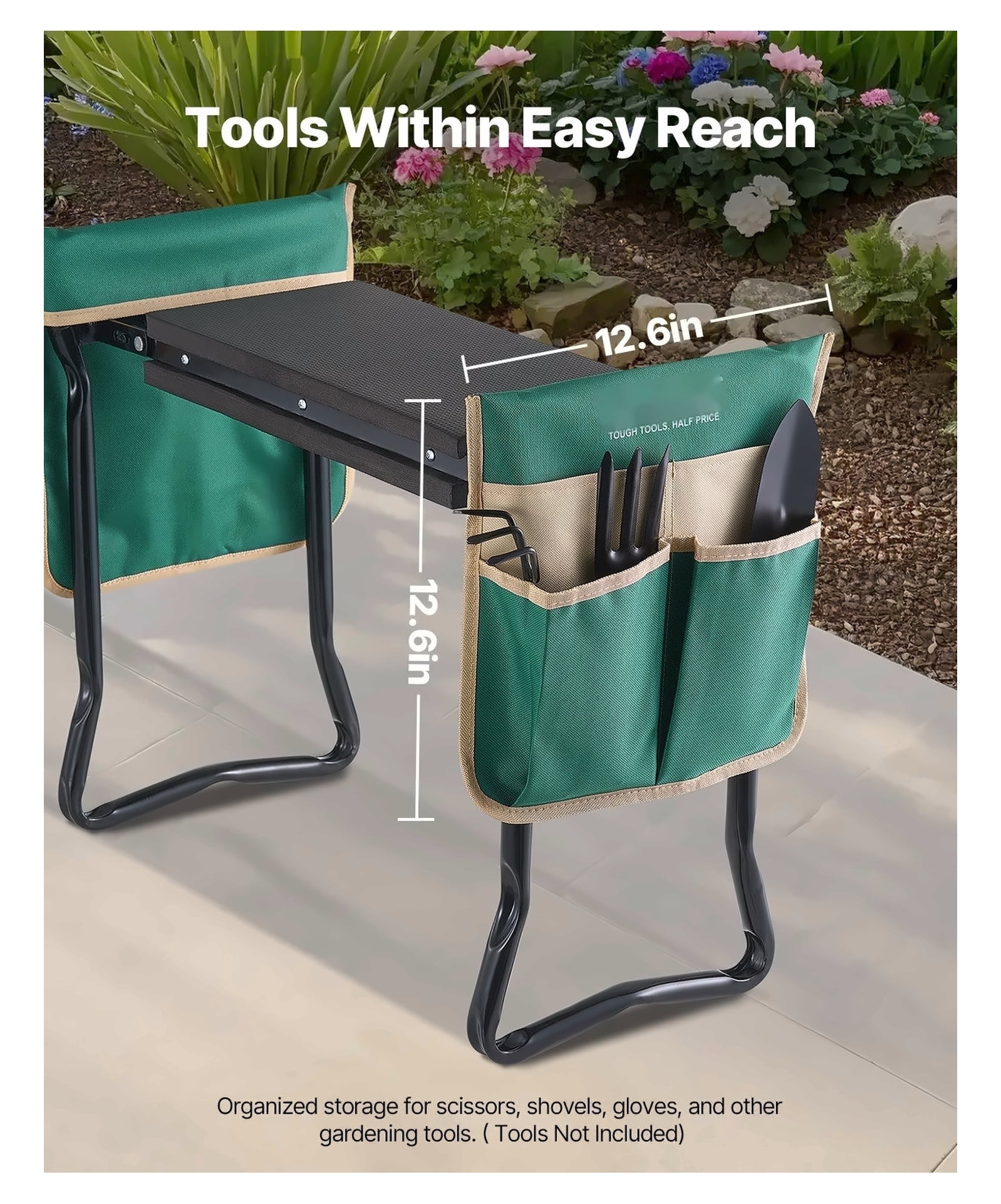 Garden Kneeler and Seat 8" EVA Pad Folding Garden Stool Heavy Duty Garden Bench