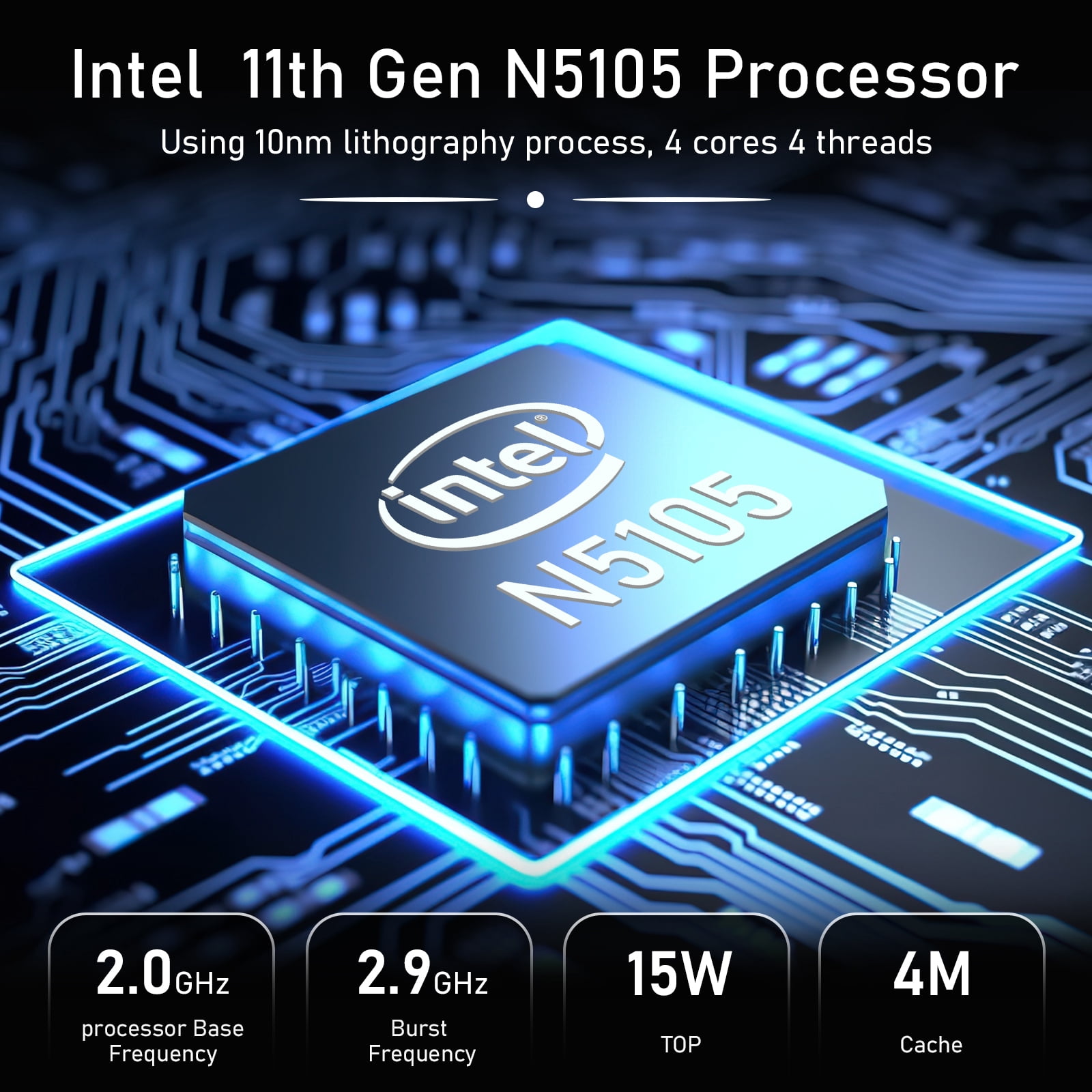 Auusda GX55 Mini PC Intel Celeron N5105 (4M Cache, up to 2.90 GHz) 16GB / 512GB Windows 11 Pro Desktop, HDMI/DP/Type-C(4K60Hz)Outputs