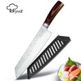 thumbnail image 1 of Kitchen Knife 7.5inch Kiritsuke Knives with Sheath,Stainless Steel Sharp Forged Hammered Blade Non-Stick Fruit Slicer Vegetable Slicing Santoku Chef Knife Cutter Cooking Tool, 1 of 7