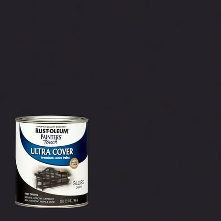 Black, Rust-Oleum Painter's Touch Ultra Cover Gloss Premium Latex Paint-276166, Quart