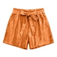 thumbnail image 6 of Oiangi Metallic Shorts for Women Elastic Waist Tie Front Boxers Sparkly Satin Straight Leg Shorts for Summer Party Orange S, 6 of 6