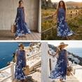 thumbnail image 3 of FOR U DESIGNS Blue Tree Leaf Print Matchable Couple Outfits Linen-Like Button Down Shirt or Sleeveless Dress with Pockets for Parties Wedding Date, 3 of 7