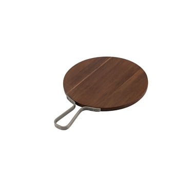 Browne Essentials Acacia Wood Round Serving Board w/Stainless Handle, 12"