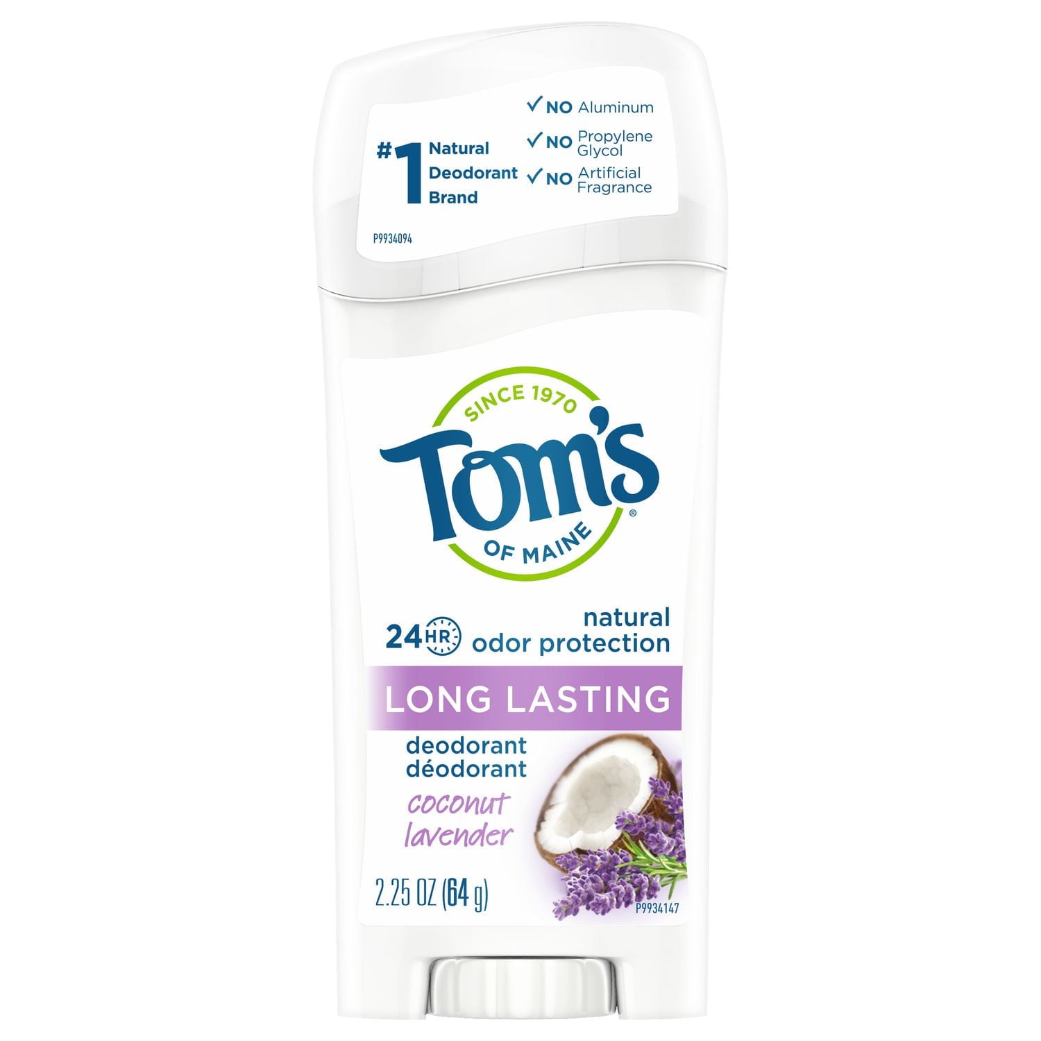 Tom's of Maine Long Lasting Deodorant, Coconut Lavender, 64 g