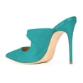 thumbnail image 3 of YDN Women Graceful Pointy Closed Toe Stiletto High Heel Mules Slip On Backless Pumps Clogs Slide Sandals Shoes Size 6 Turquoise, 3 of 4