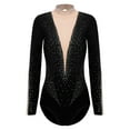 thumbnail image 3 of TSSOE Women's Rhinestones Long Sleeve Gymnastics Leotard Acrobatics Figure Skating Performance Black S, 3 of 5