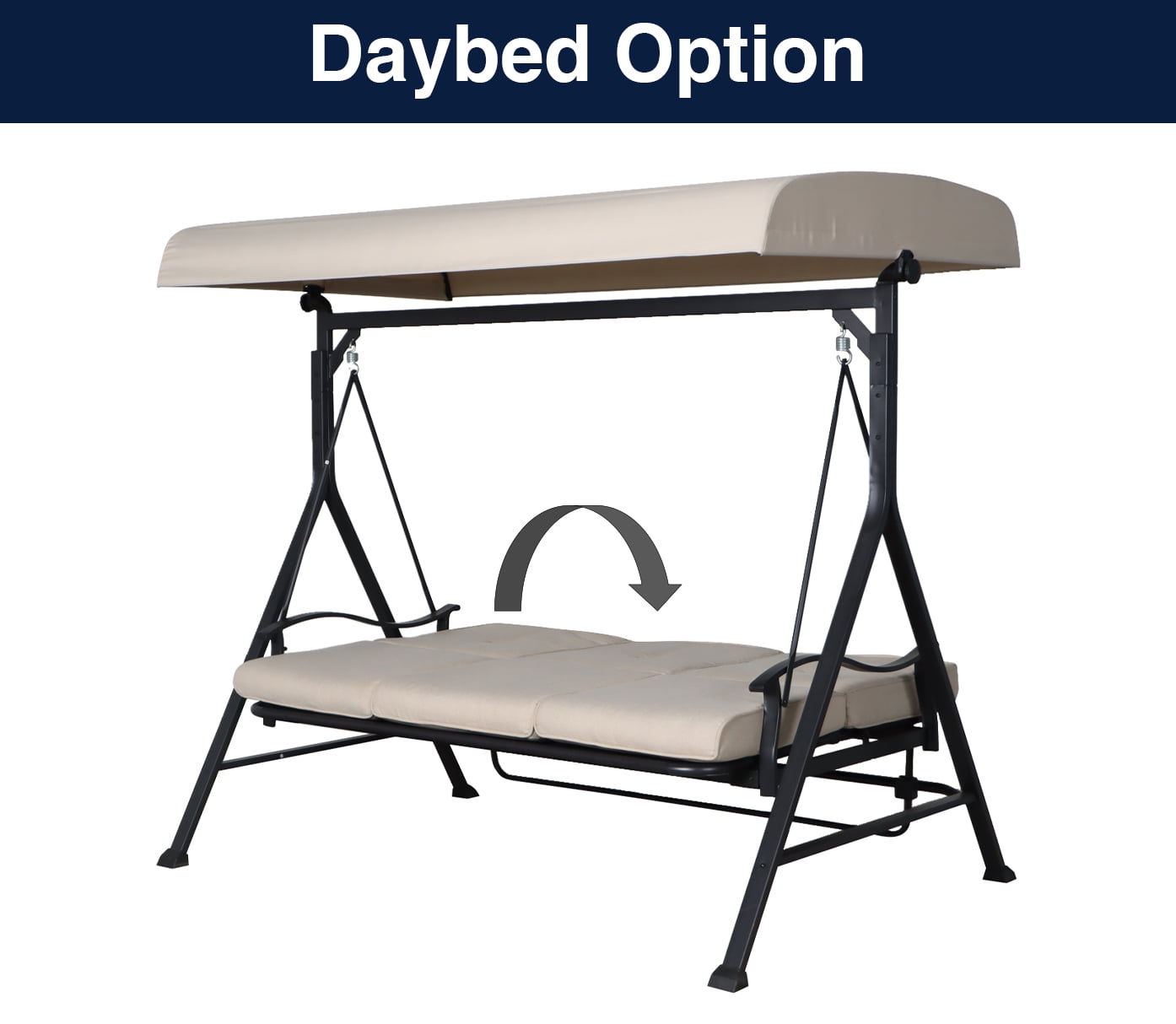Mainstays Belden Park 3 Person Convertible Daybed Outdoor Steel Porch