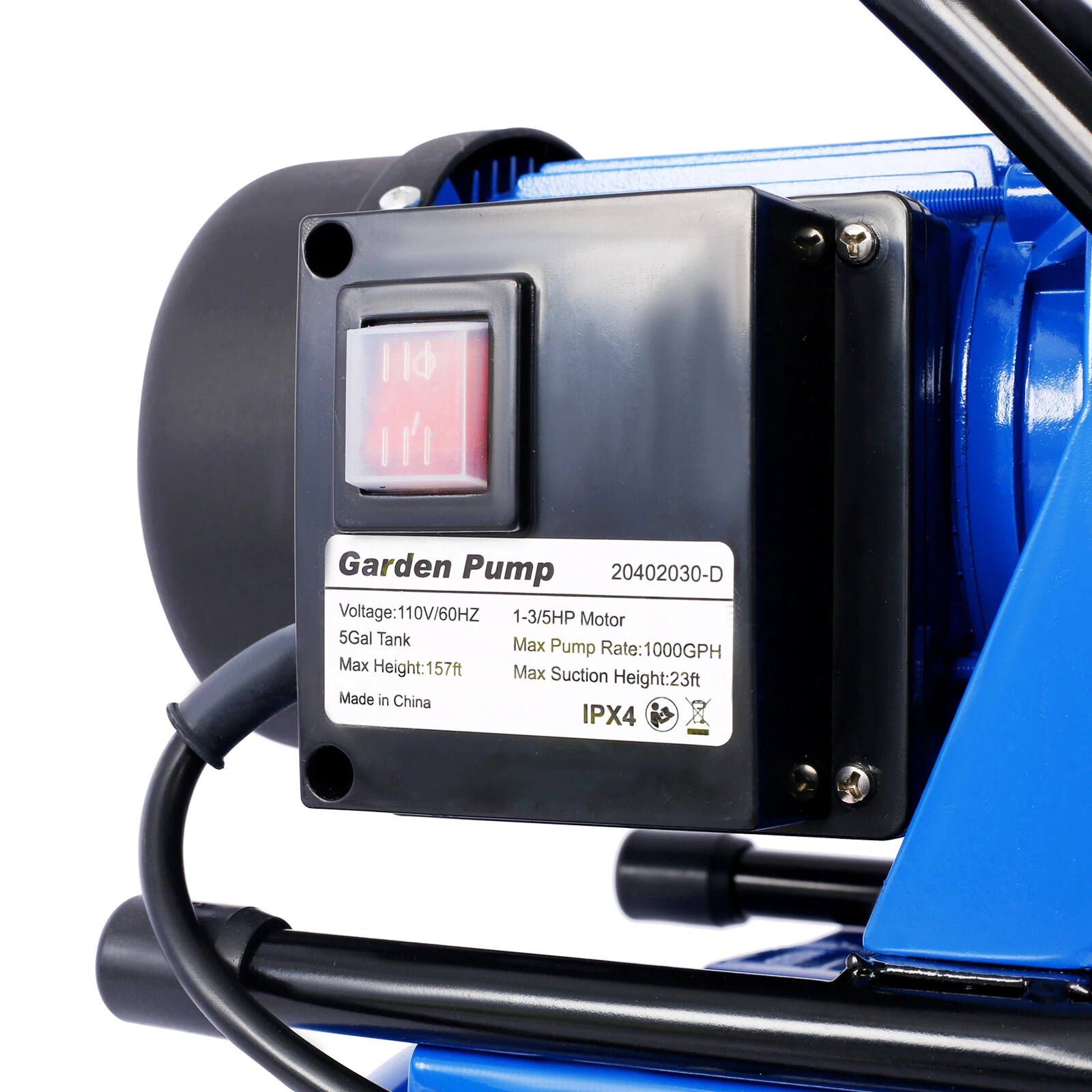 【LuckyNote】Automatic 1.6HP Shallow Well Jet Pump with 5Gal Pressure Tank, 1000GPH 157ft Lift Water Booster for Home Garden Farm Use