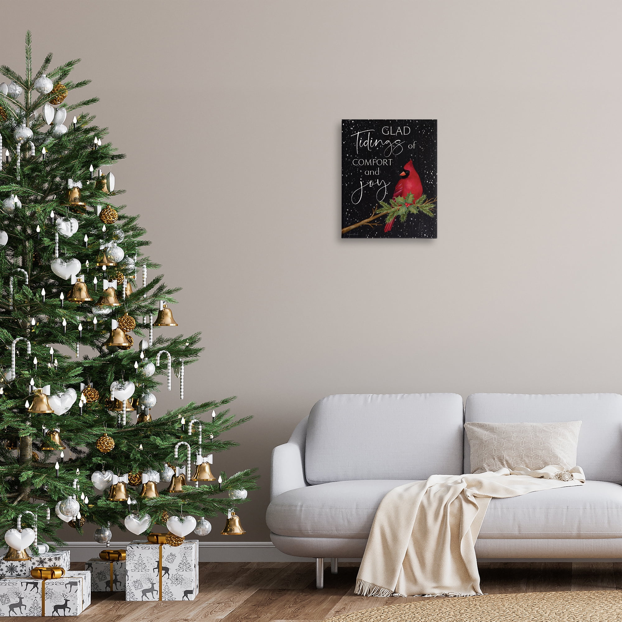 Stupell Industries Comfort & Joy Cardinal Holiday Painting Gallery Wrapped Canvas Art Prints Wall Art, 16 x 20