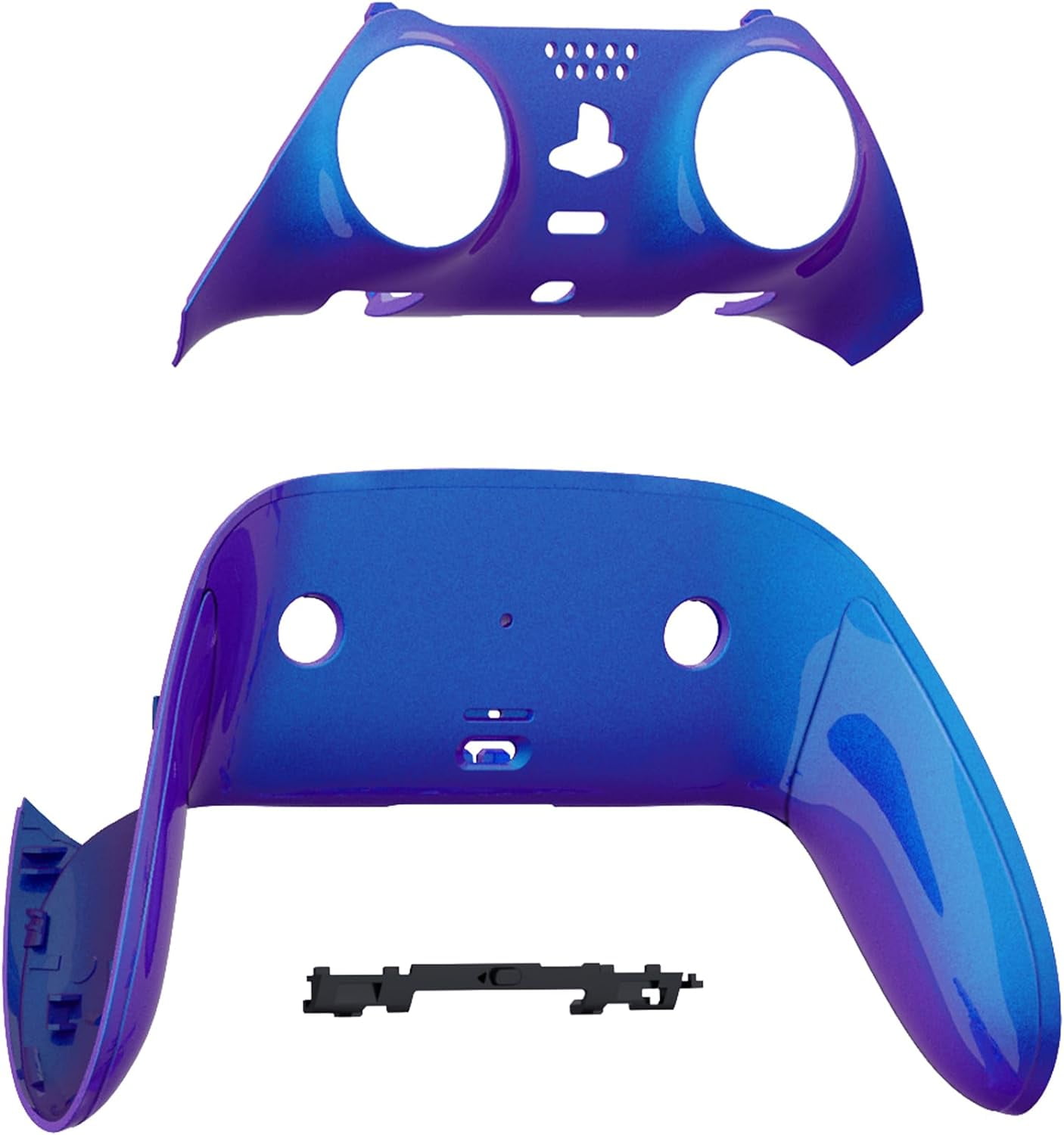 eXtremeRate Top Bottom Decorative Trim Shell Compatible with ps5 Edge Controller DIY Replacement Front Back Clip Shell, Custom Chameleon Purple Blue Plates Cover Compatible with ps5 Edge Controller