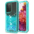 thumbnail image 2 of Kaleidio Case For Samsung Galaxy S21 Ultra 5G (6.8") [Kleer Hybrid] 3-Piece Impact [Drop Protection] Shockproof See-Thru Cover [Teal/Teal Liquid Glitter], 2 of 6