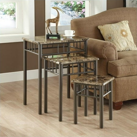Monarch Nesting Table 3 Piece Set Cuccino Marble Metal Monarch Nesting Table 3 Piece Set Cuccino Marble Metal