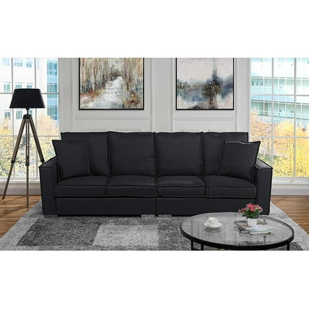 Large Living Room Fabric Sofa 4 Seat Couch Black Large Living Room Fabric Sofa 4 Seat Couch Black