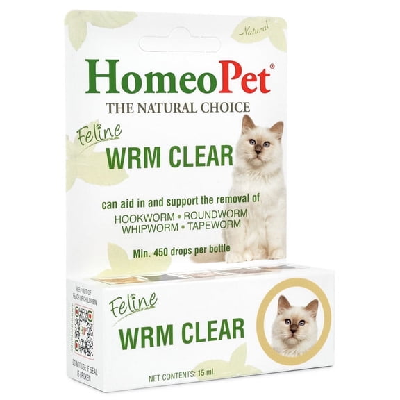HomeoPet Feline WRM CLEAR Worm Parasite Remedy Support Drops for Cats, 15 mL