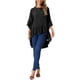 thumbnail image 2 of INSPIRAR CHIC Blusas Asimétricas de Mujer con Mangas de Campana 3/4, Cuello Redondo, Espalda con Abertura, Dobladillo con Volantes, Talla XL, Color Negro, 2 of 6