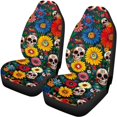 thumbnail image 5 of Pzuqiu Skull and Floral Pattern Design Car Seat Covers Full Set Washable, for SUV Seats Sedan Seats Automotive Seat Suitable for Cars Truck, 5 of 10