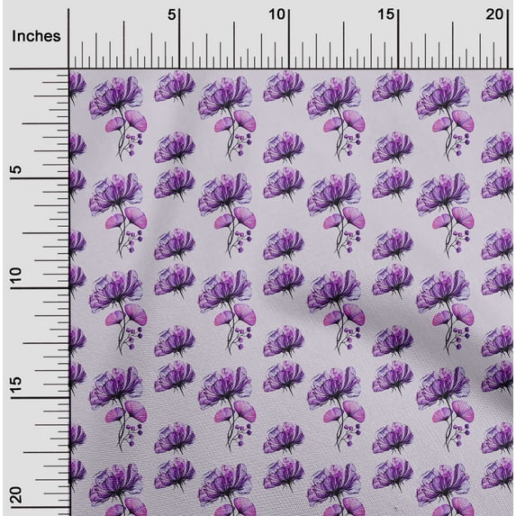 oneOone Silk Tabby Light Purple Fabric Florals Quilting Supplies Print Sewing Fabric By The Yard 42 Inch Wide-UYY