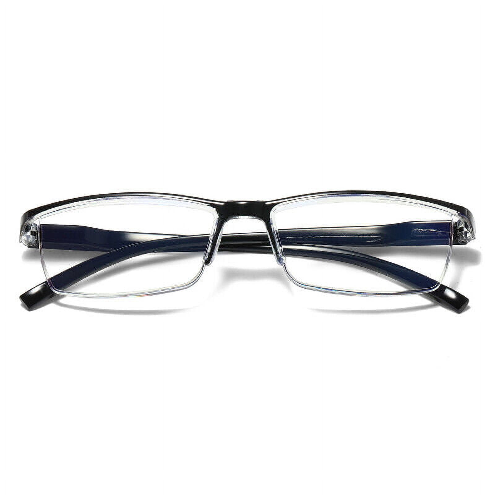 10 PK Mens Reading Glasses Readers - Rectangular Half-Frame - Lightweight & Spring Hinge - Block Harmful Blue Light +2.50