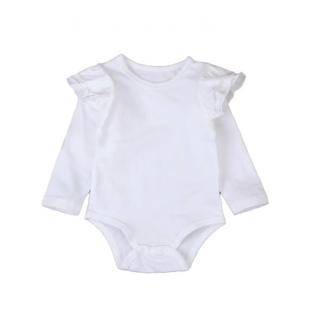 

Nituyy Baby Girl Long Sleeve Solid Color Ruffle Romper Bodysuit Outfit