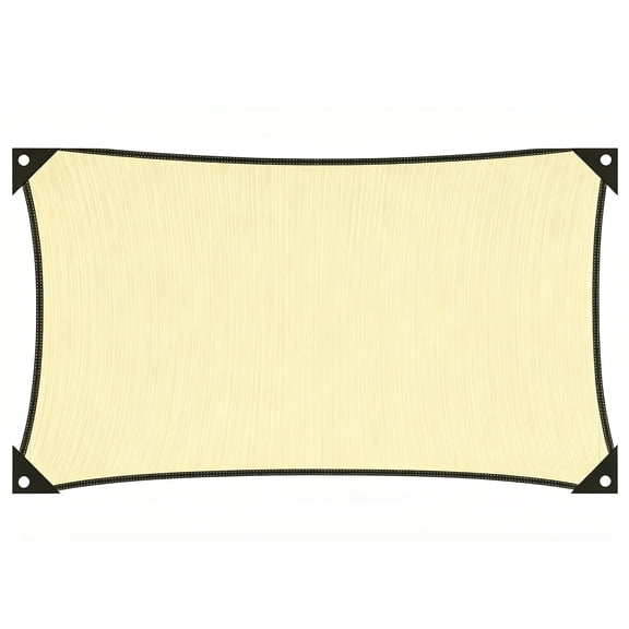 3x4m Beige Sun Shade Sail Canopy, Water Permeable UV Block Awning, Heavy Duty Durable Rectangle Shade for Patio Garden Backyard