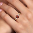 thumbnail image 4 of Gem Stone King 10K Yellow Gold Red Garnet and White Created Sapphire 3-Stone Ring for Women | 1.76 Cttw | Oval 8X6MM | Gemstone January Birthstone | Size 9, 4 of 6