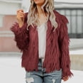 thumbnail image 2 of YDFCWXW Womens Fur Cropped Jacket Fluffy Open Front Long Sleeve Fashion Warm Shaggy Short Coat Outerwear , M, 2 of 5