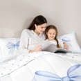 thumbnail image 4 of Erosebridal Blue Princess Bow Bedding Comforter Set, Cartoon Buffalo Queen Bedding Sets for Kids Teens Girls, Reversible, 7pcs, 4 of 6