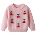 thumbnail image 7 of Kids Crewneck Sweaters Boys Girls Baby Cherry Knit Sweater Cute Kawaii Pullover Fall Winter Clothes Pink, 3 Y, 7 of 7