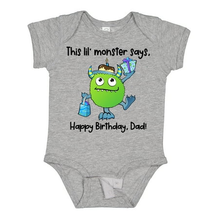

Inktastic This Lil Monster Says Happy Birthday Dad Gift Baby Boy or Baby Girl Bodysuit