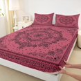 thumbnail image 3 of Manfei Damask Floral Bed Sheets,Vintage Baroque Geometric King Sheets,Black Red Sheet Set For Girl Boy,Breathable Home Decor,4-Piece, 3 of 7