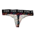 thumbnail image 2 of Victoria's Secret Pink Cotton Thong Panty Multicolor Logo Graphic Print Size Large NWT, 2 of 2