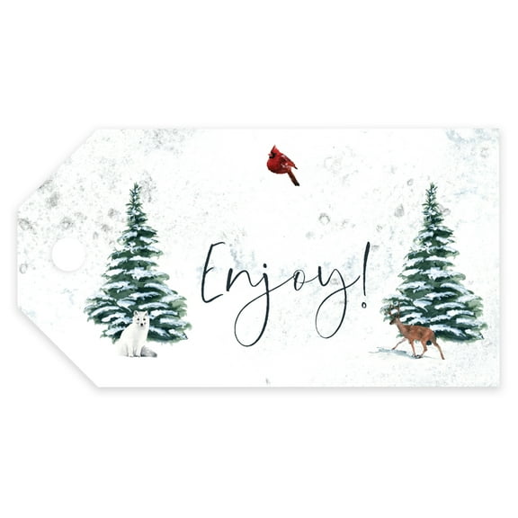 Koyal Wholesale Winter Snowy Woodland Forest Watercolor Wedding, Classic Gift Tags, Enjoy!, 20-Pack