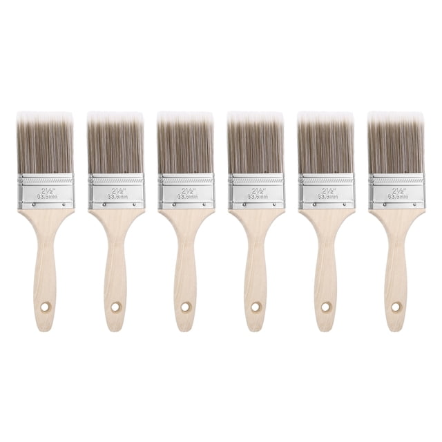 Uxcell 6Pcs Cepillos para Pintar 2.5" Planos y Cepillos para Chips para Pintura DIY, Muebles, Cercas, Terrazas, Paredes, Acabados, Marrón
