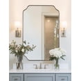 thumbnail image 4 of ANDY STAR Scalloped Bathroom Mirror, 24"x36" Inch Brushed Nickel Rectangle Mirror, Silver Bathroom Vanity Mirror, Silver Framed Mirror in Anti-Rust Stainless Steel Metal, Thin Frame Deep 1", 4 of 8