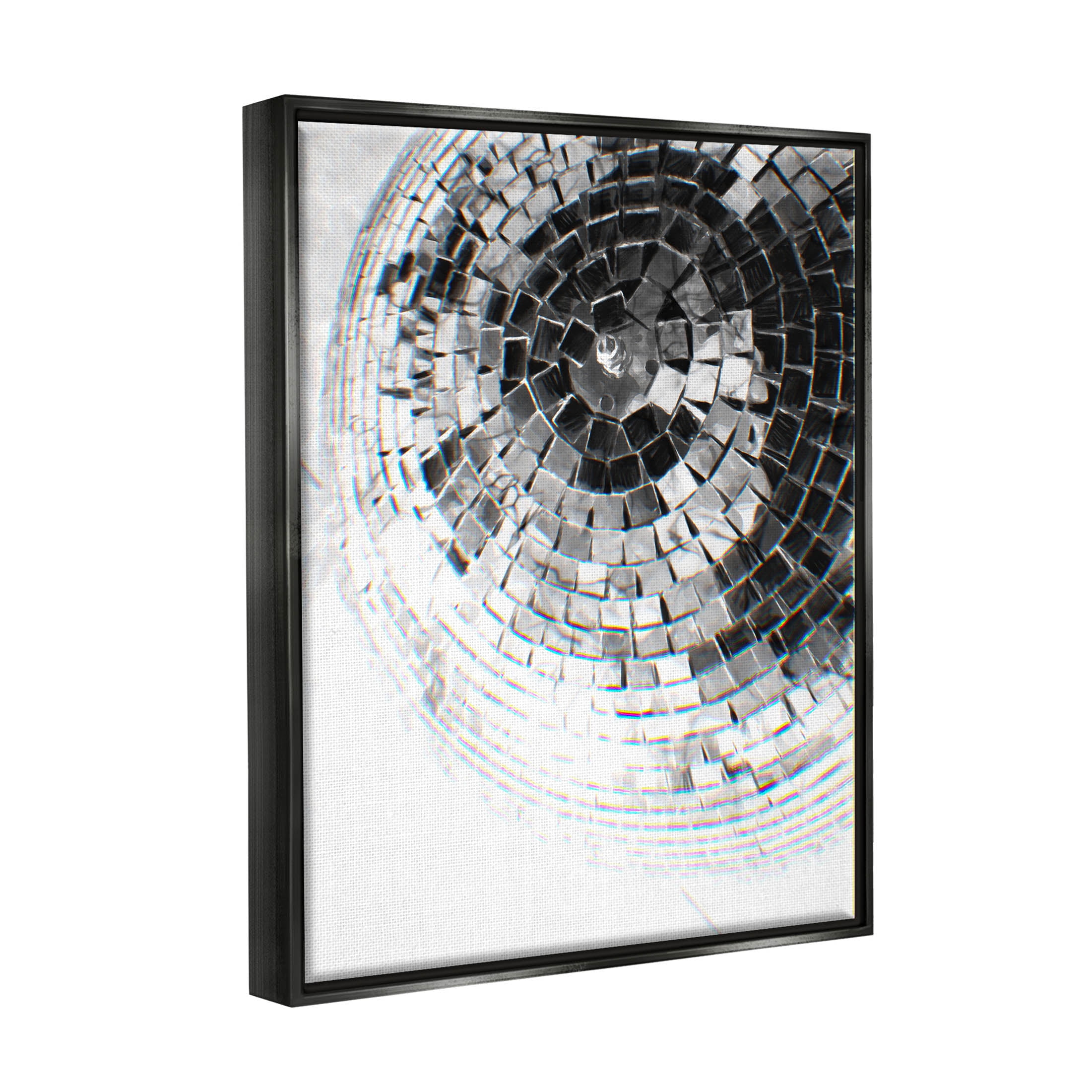 Stupell Industries Fading Disco Ball Monochrome Photography Photograph Jet Black Floating Framed Canvas Print Wall Art, Design by Ziwei Li