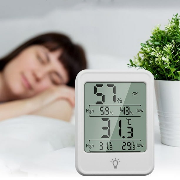 Medidor electrónico de temperatura y humedad para interiores de hogares, temperatura ambiente infantil con retroiluminación, instrumento para medir temperatura seca y húmeda. Medidor de temperatura y