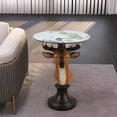 thumbnail image 6 of Deer Head Accent Table Animal Statue End Table with Round Faux Marble Top for Living Room, Home Decor, 6 of 10