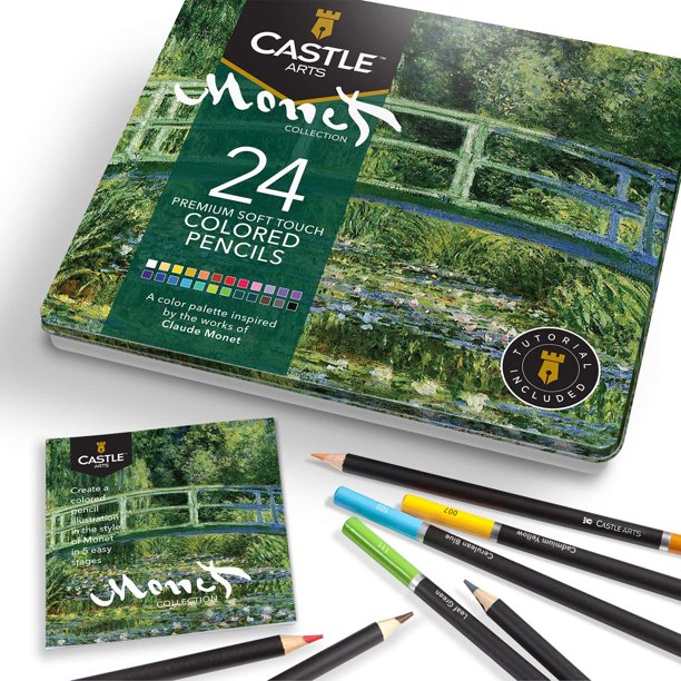 Castle Art Supplies Themed 24 Colored Pencil Set in Tin Box, perfect
