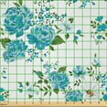 thumbnail image 2 of Ambesonne Vintage Fabric by the Yard Microfiber, Daisy and Roses Flower, 1 Yard, Blue Green and White, 2 of 4