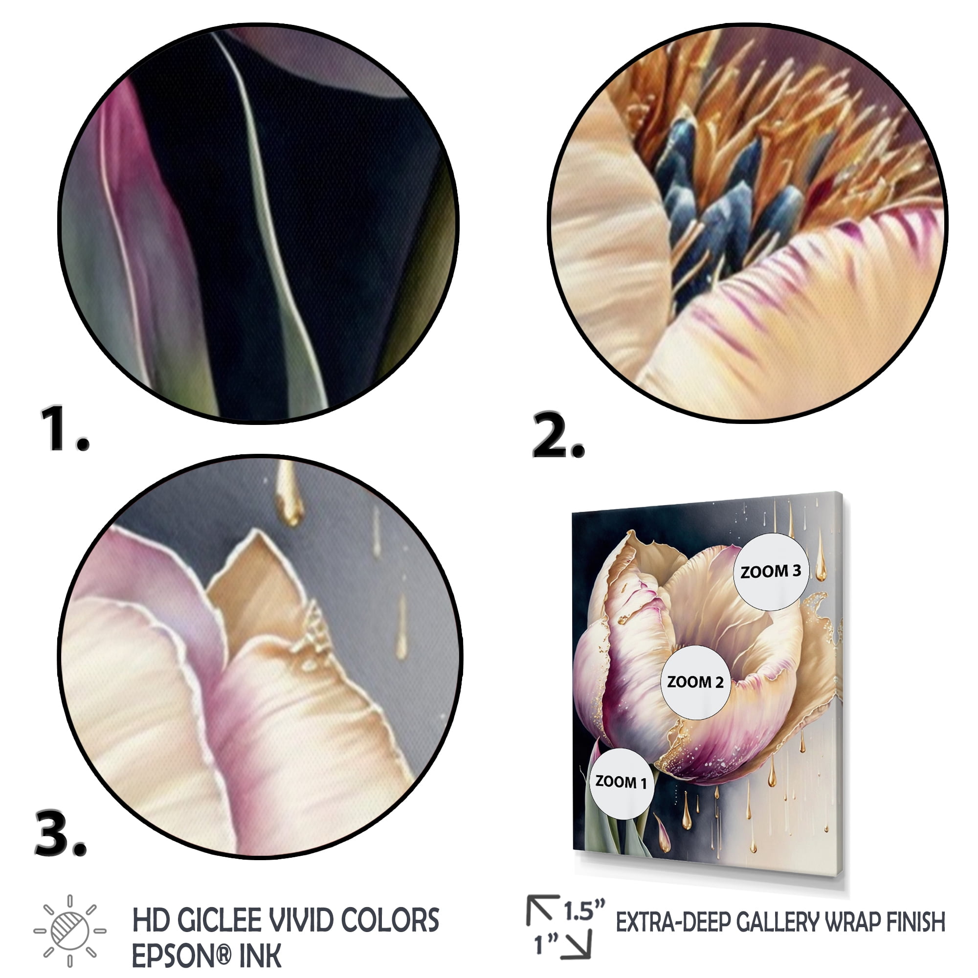 Designart Cream And Purple Tulip I Canvas Wall Art