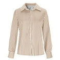 thumbnail image 5 of Lenpel Button down Shirts for Women Long Sleeve Collared Striped Business Casual Tops Trendy Work Blouses Loose Dress Shirts(Khaki,X-Large), 5 of 7