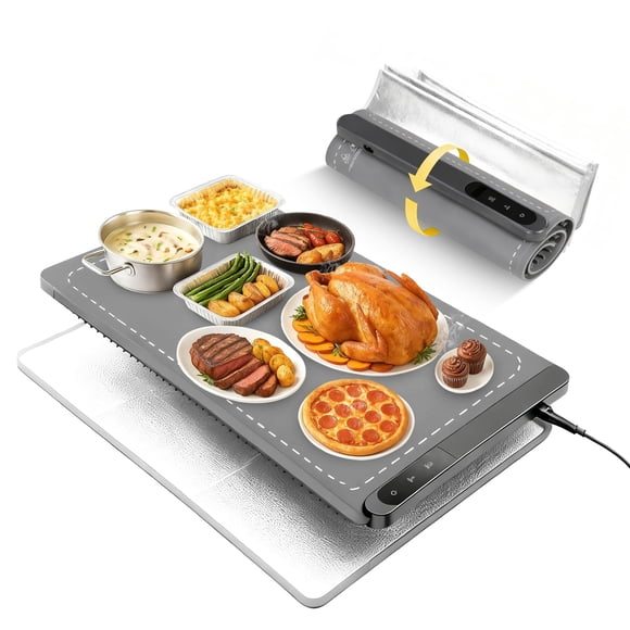 Graphene Large Food Warming Mat 500W 24"x16" with Insulation Pad for Countertop, Chafing Dishes for Buffet, Food Warmers for Parties, Hot Pads for Ki
