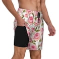 thumbnail image 3 of Haiem Rose Flowers Mens Swim Trunks with Compression Liner 2 in 1 Swimming Shorts Stretch Swimwear Quick Dry,Board Shorts-Large, 3 of 9