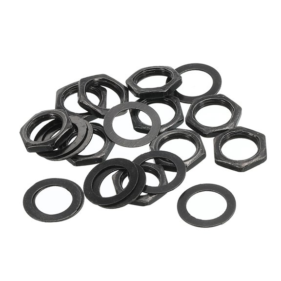 Guitar Nuts and Washers 3/8" Guitar Input Output Jack Socket Nuts Black for Guitar Bass 5 Sets
