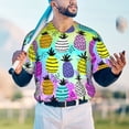 thumbnail image 6 of Balery Graffiti Pineapples Baseball Jersey for Men Casual Button Down Shirts Short Sleeve Active Team Sports Uniform-XX-Large, 6 of 9