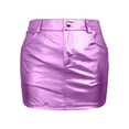 thumbnail image 4 of IWRICH Women's Metallic Shiny Skirts Y2k Low Waist Sparkly Rave Bodycon Mini Skirts with Pockets Pink M, 4 of 4