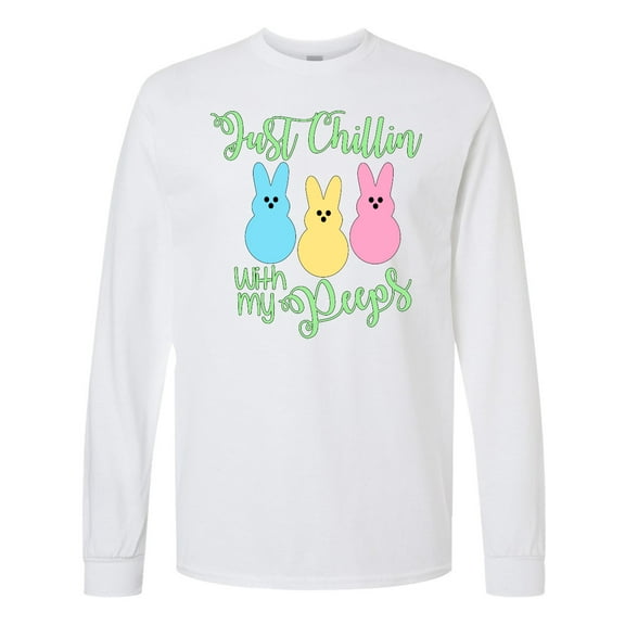 Inktastic Funny Easter Just Chillin' with My Peeps Long Sleeve T-Shirt