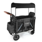 Cochildor Wagon Stroller for 2 Kids, Foldable Stroller Wagon with 2 High Seats, 5 Point Harness, Removable Canopy, Adjustable Handle Bar, Dark Grey