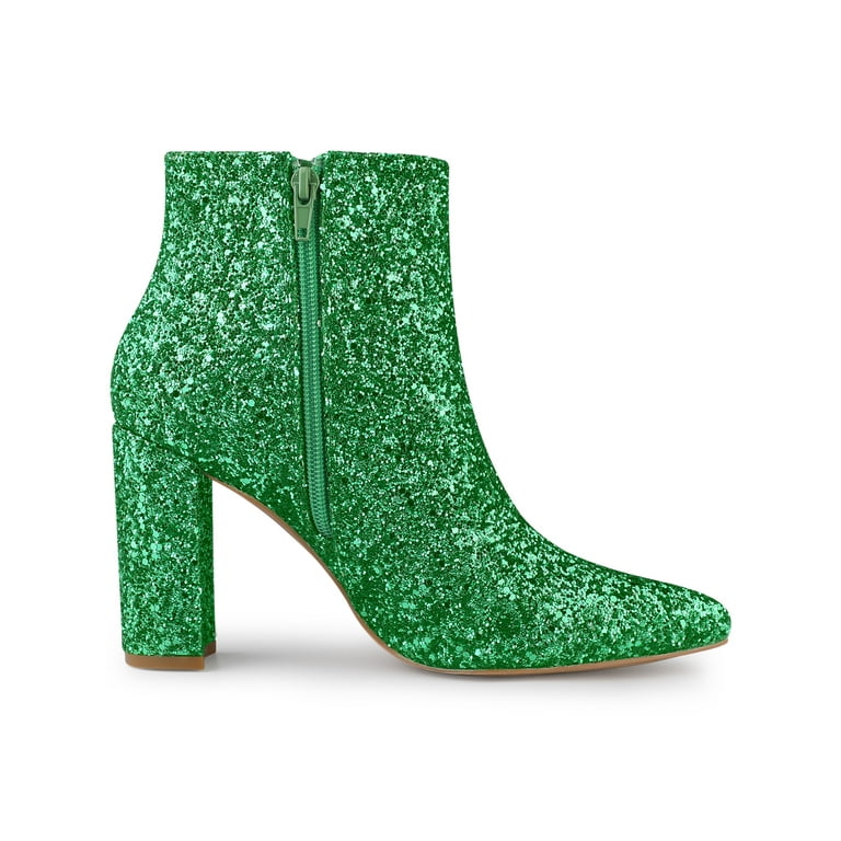 Pink Allegra K Plaid Ankle Booties ClassicSter Womens Sequin